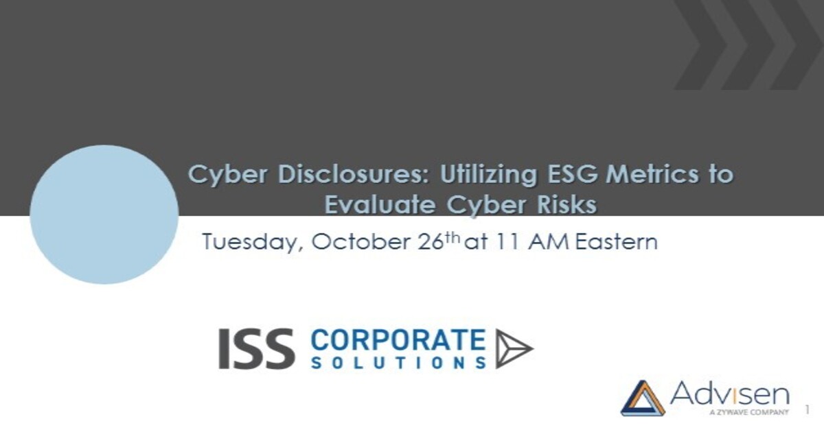 Cyber Disclosures: Utilizing ESG Metrics to Evaluate Cyber Risks